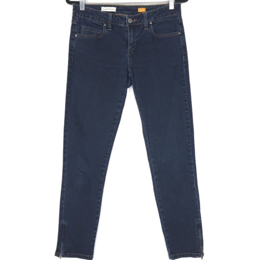 ANTHROPOLOGIE Pilcro and Letterpress Low Rise Straight Jeans Ankle Zip Size 29